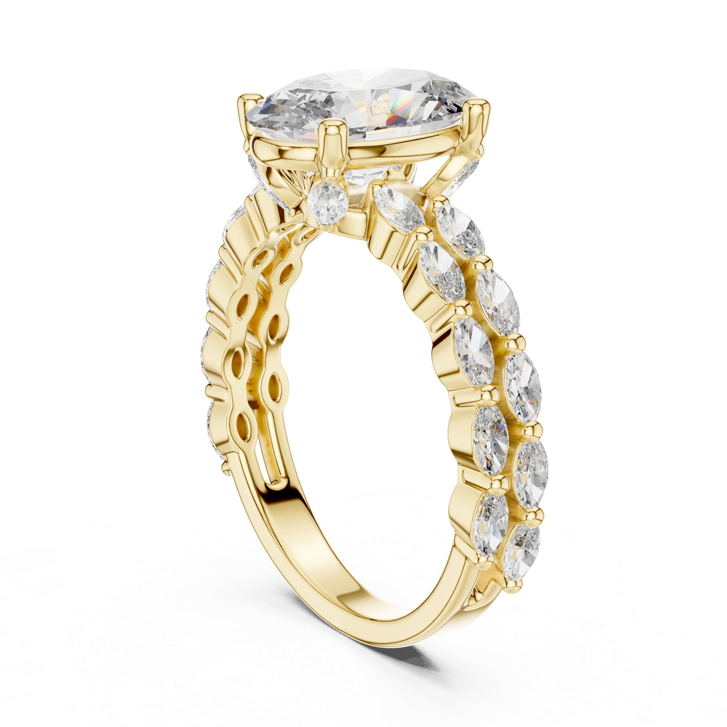 14K White Gold Marquise & Oval Lab-Grown Diamond Engagement Ring for Women - Pure Carat