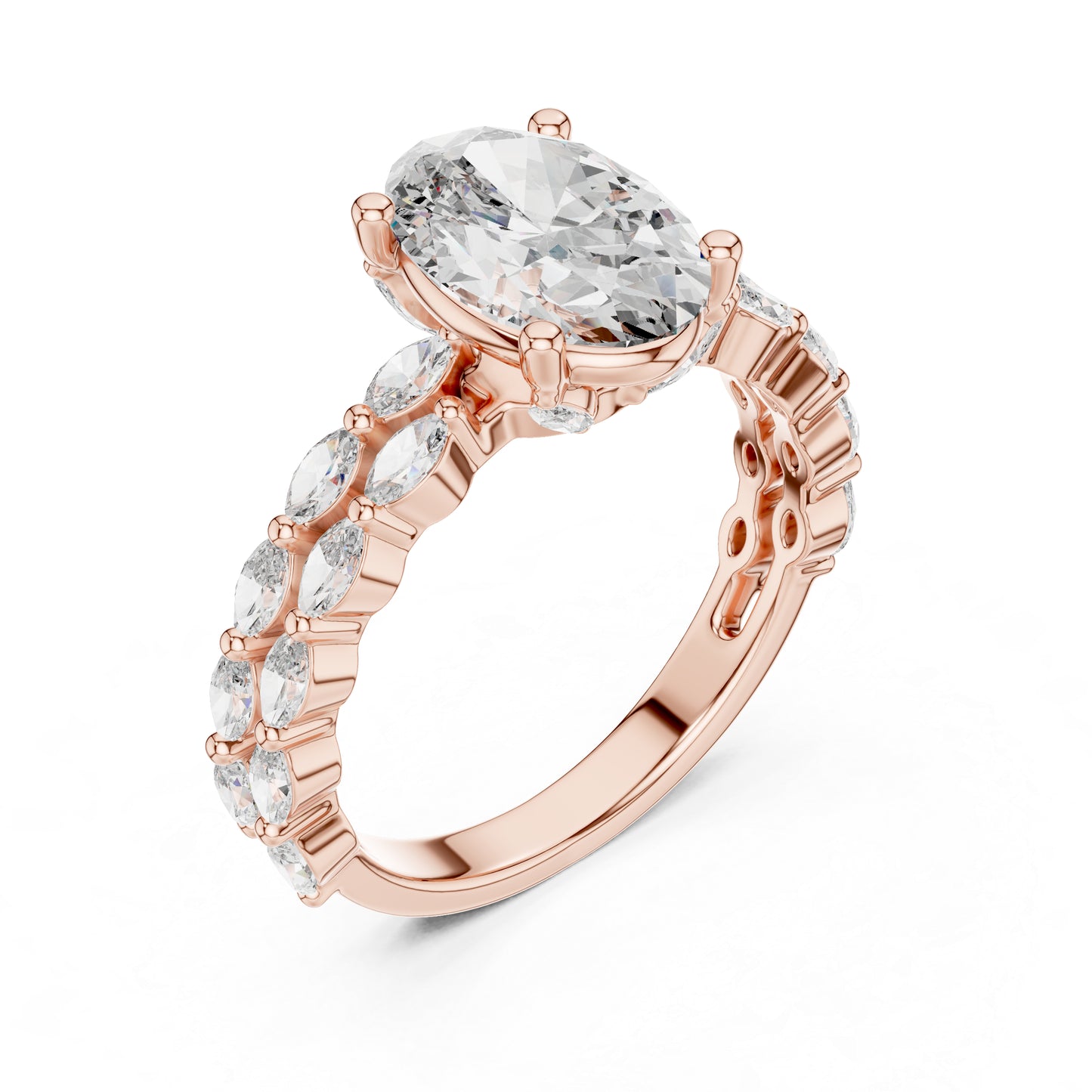 14K White Gold Marquise & Oval Lab-Grown Diamond Engagement Ring for Women - Pure Carat
