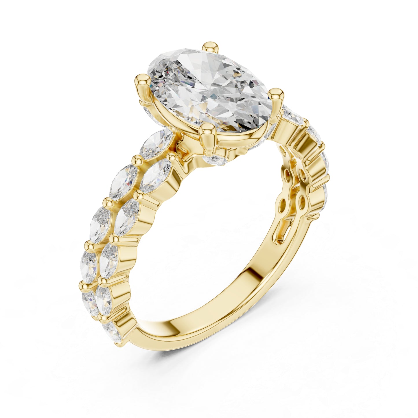 14K White Gold Marquise & Oval Lab-Grown Diamond Engagement Ring for Women - Pure Carat