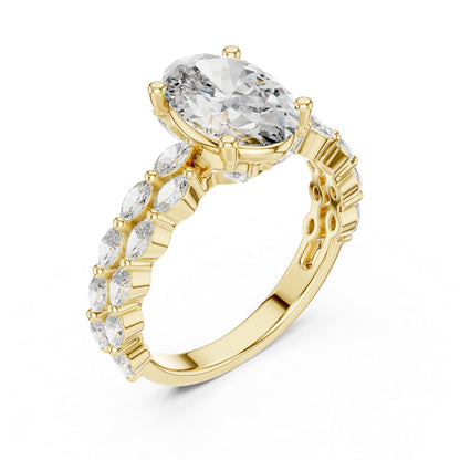 14K White Gold Marquise & Oval Lab-Grown Diamond Engagement Ring for Women - Pure Carat