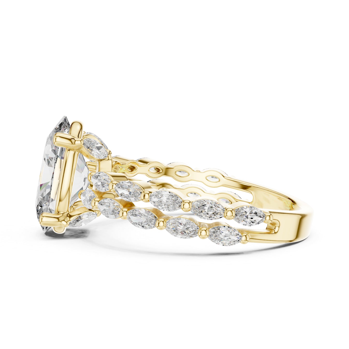 14K White Gold Marquise & Oval Lab-Grown Diamond Engagement Ring for Women - Pure Carat