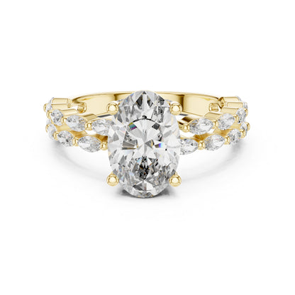 14K White Gold Marquise & Oval Lab-Grown Diamond Engagement Ring for Women - Pure Carat
