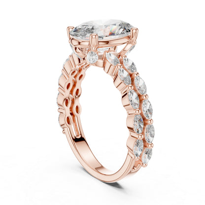 14K White Gold Marquise & Oval Lab-Grown Diamond Engagement Ring for Women - Pure Carat