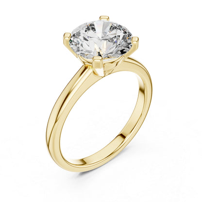Pure Carat 18K Yellow Gold Party Wear Ring with Round Lab-Grown Diamond