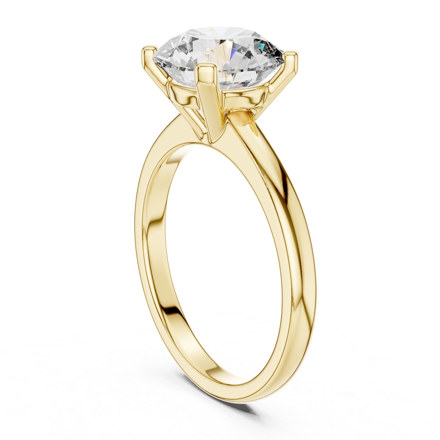 Pure Carat 18K Yellow Gold Party Wear Ring with Round Lab-Grown Diamond