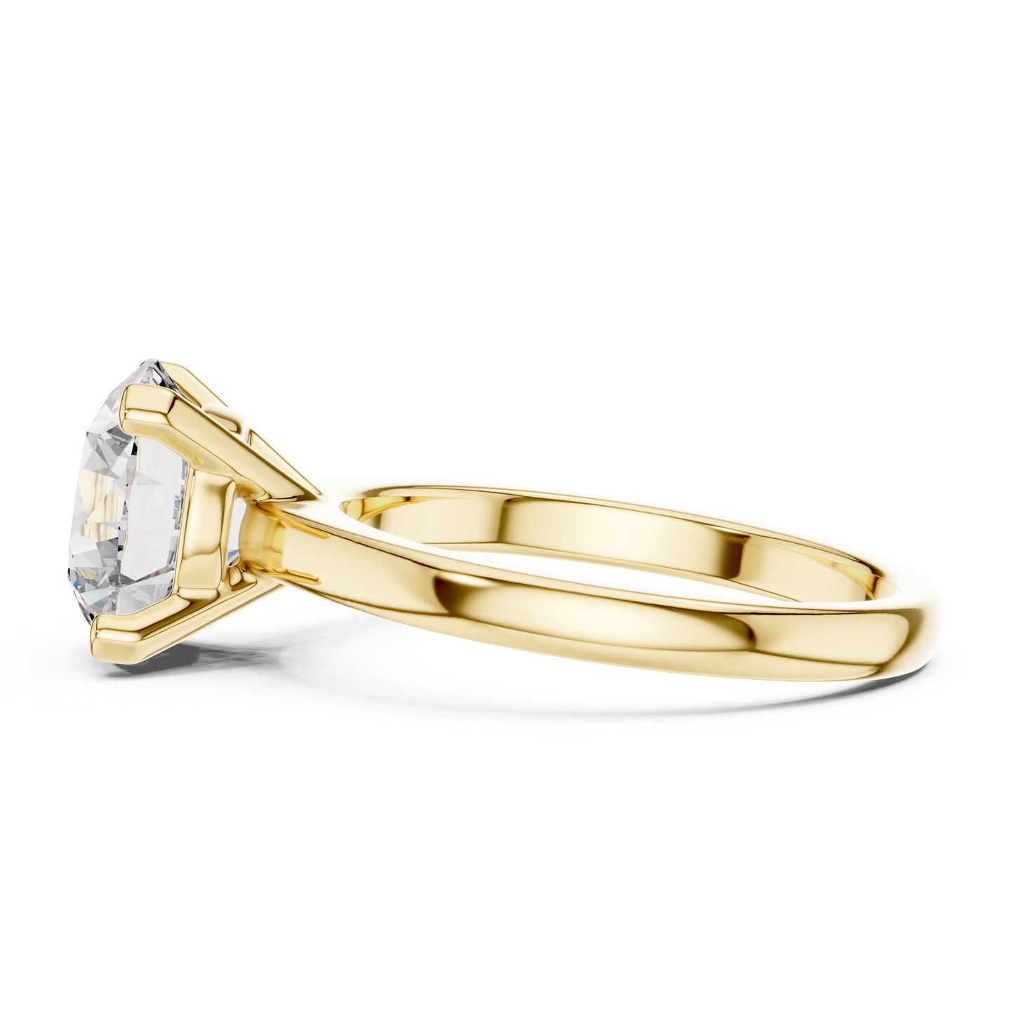 Pure Carat 18K Yellow Gold Party Wear Ring with Round Lab-Grown Diamond
