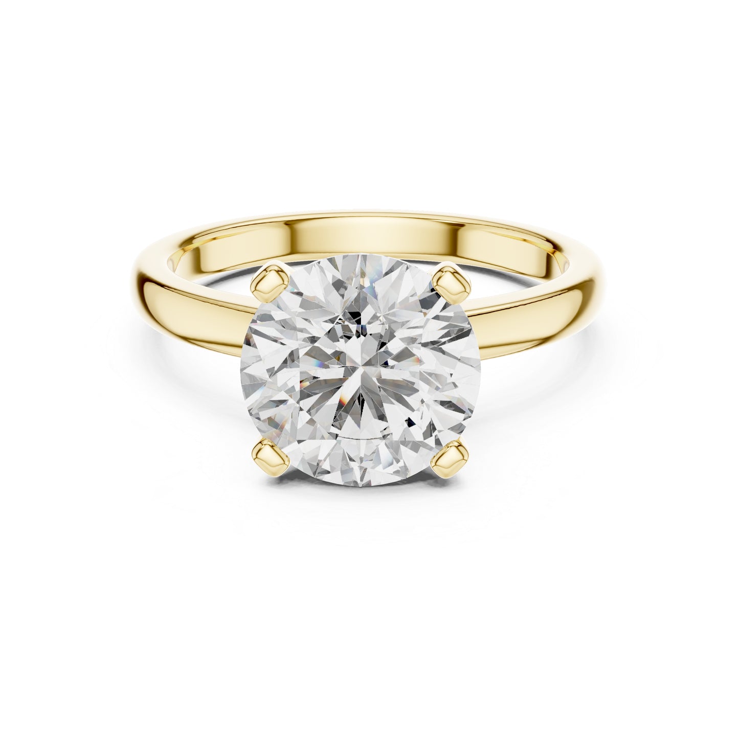 Pure Carat 18K Yellow Gold Party Wear Ring with Round Lab-Grown Diamond