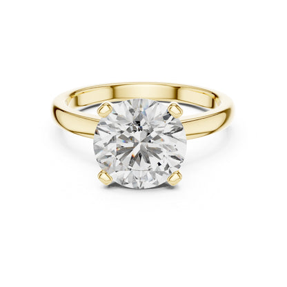 Pure Carat 18K Yellow Gold Party Wear Ring with Round Lab-Grown Diamond