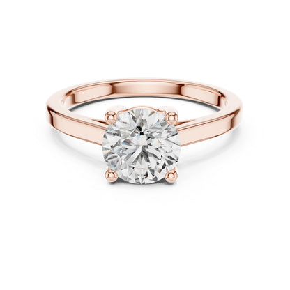 18K Rose Gold Round Lab-Grown Diamond Ring for Women - Office Wear - Pure Carat