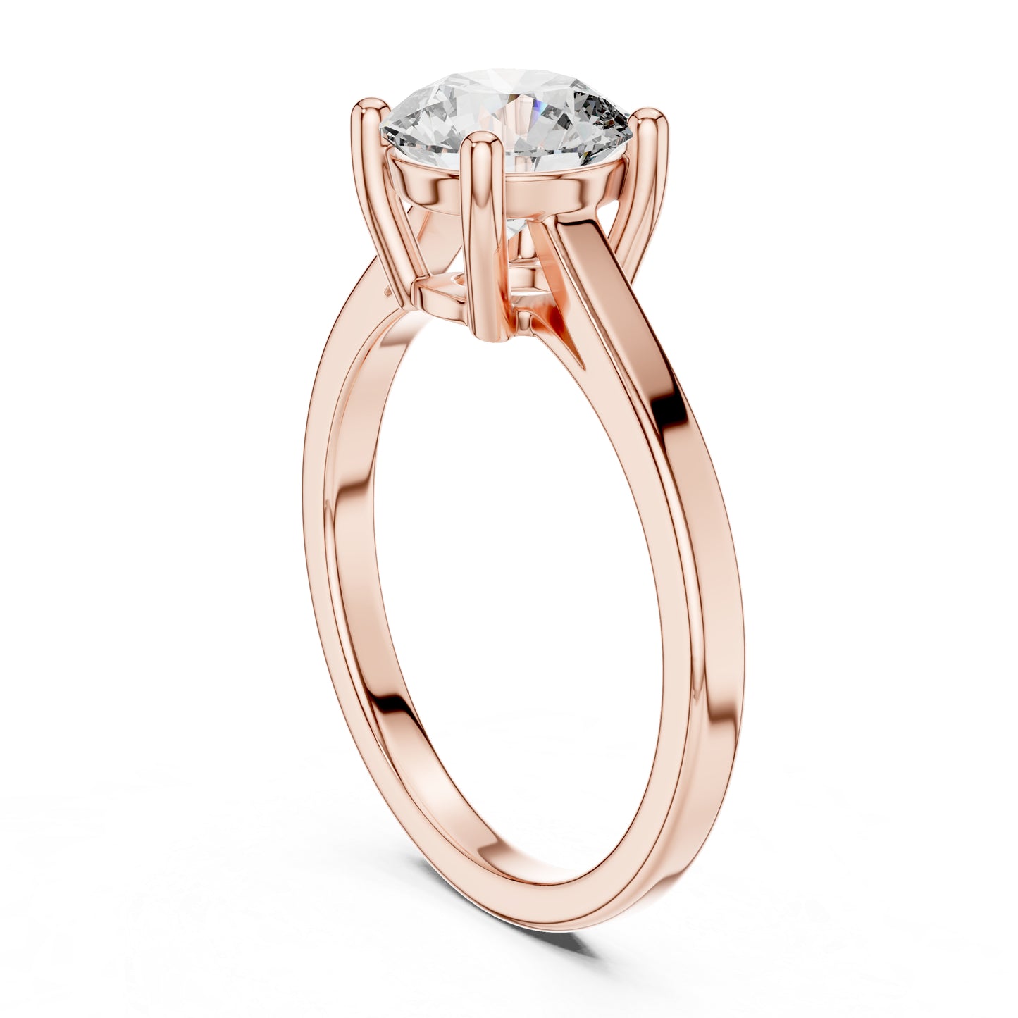 18K Rose Gold Round Lab-Grown Diamond Ring for Women - Office Wear - Pure Carat