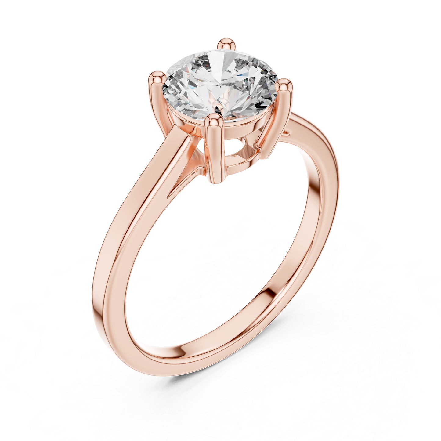 18K Rose Gold Round Lab-Grown Diamond Ring for Women - Office Wear - Pure Carat