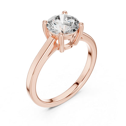 18K Rose Gold Round Lab-Grown Diamond Ring for Women - Office Wear - Pure Carat