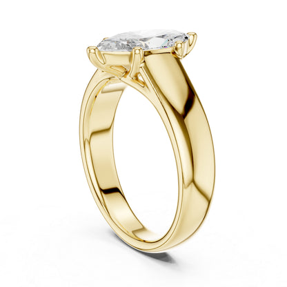 Marquise Lab-Grown Diamond Stud Ring in 14K Yellow Gold - Party Jewellery - Pure Carat