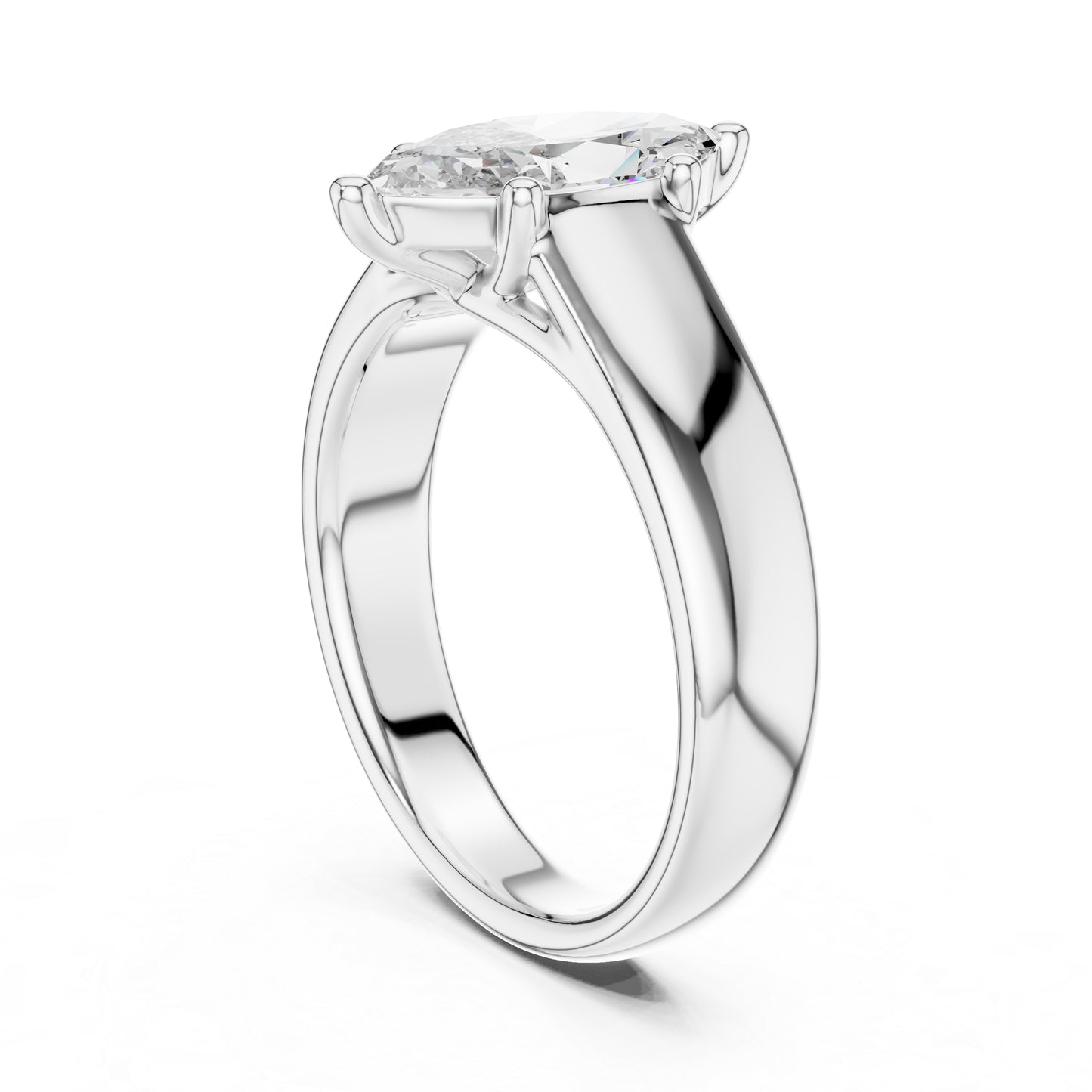 Marquise Lab-Grown Diamond Stud Ring in 14K Yellow Gold - Party Jewellery - Pure Carat