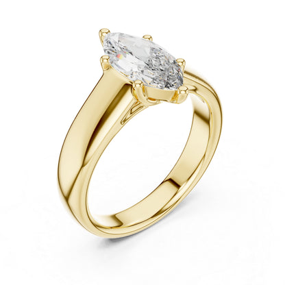 Marquise Lab-Grown Diamond Stud Ring in 14K Yellow Gold - Party Jewellery - Pure Carat