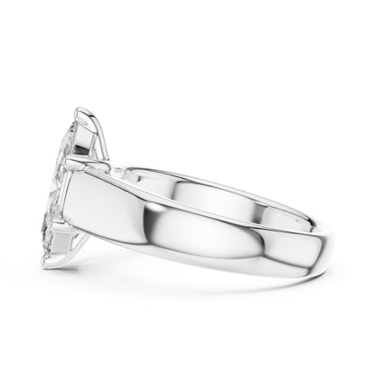 Marquise Lab-Grown Diamond Stud Ring in 14K Yellow Gold - Party Jewellery - Pure Carat