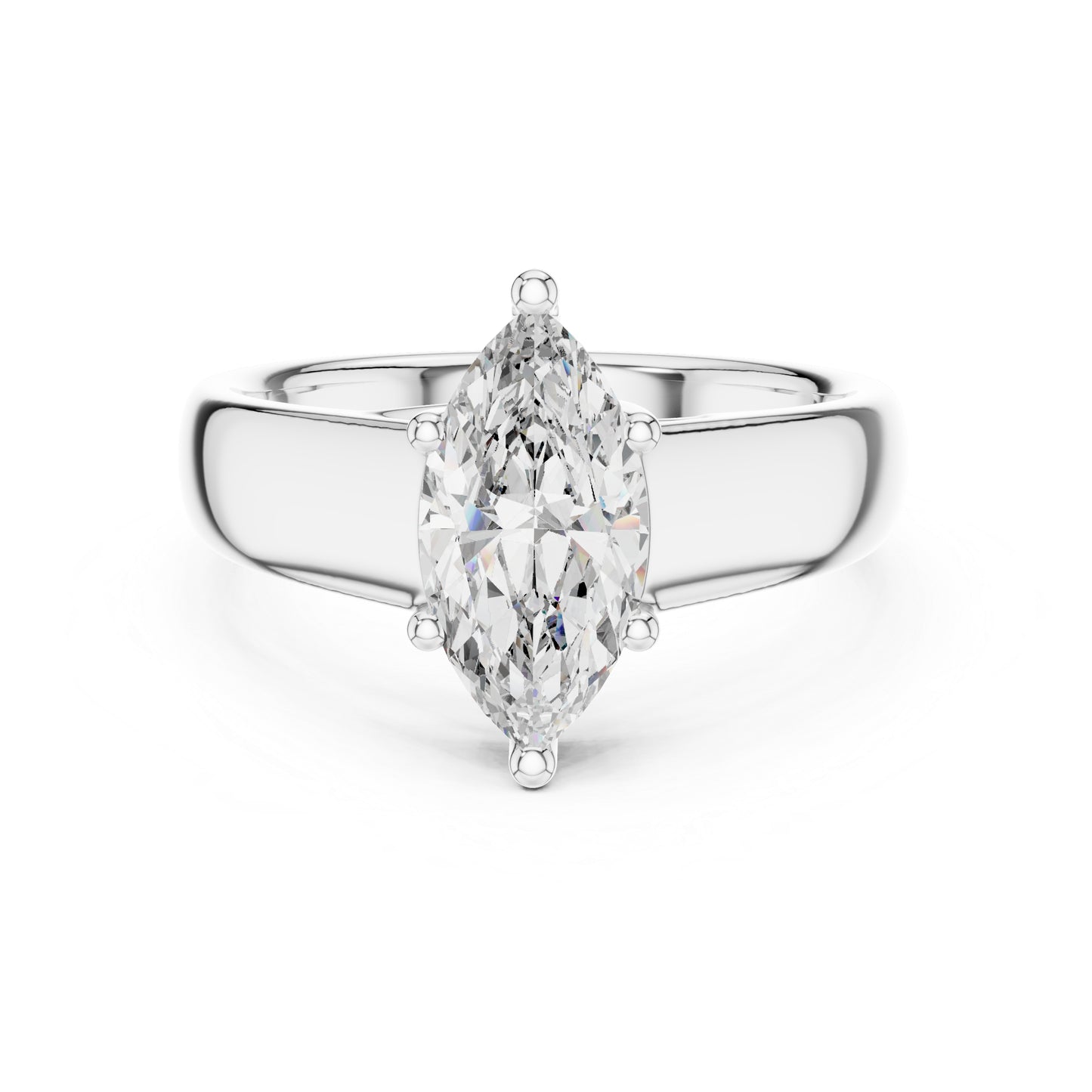 Marquise Lab-Grown Diamond Stud Ring in 14K Yellow Gold - Party Jewellery - Pure Carat