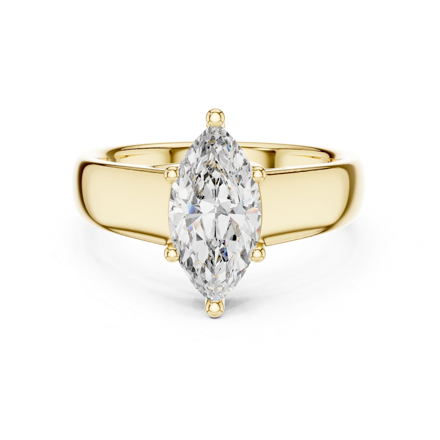 Marquise Lab-Grown Diamond Stud Ring in 14K Yellow Gold - Party Jewellery - Pure Carat