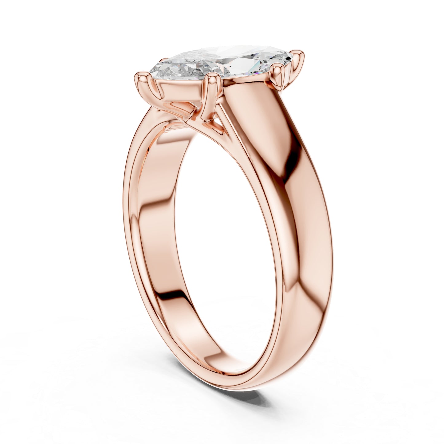Marquise Lab-Grown Diamond Stud Ring in 14K Yellow Gold - Party Jewellery - Pure Carat