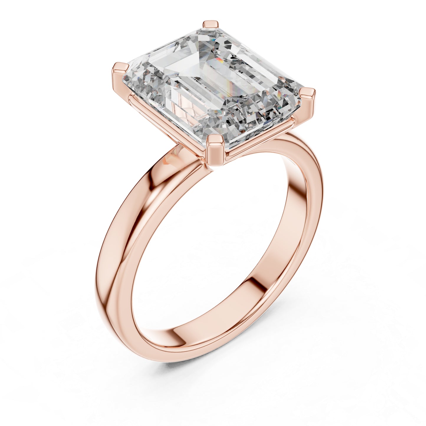 Emerald Lab-Grown Diamond Solitaire Ring in 18K Yellow Gold - Pure Carat