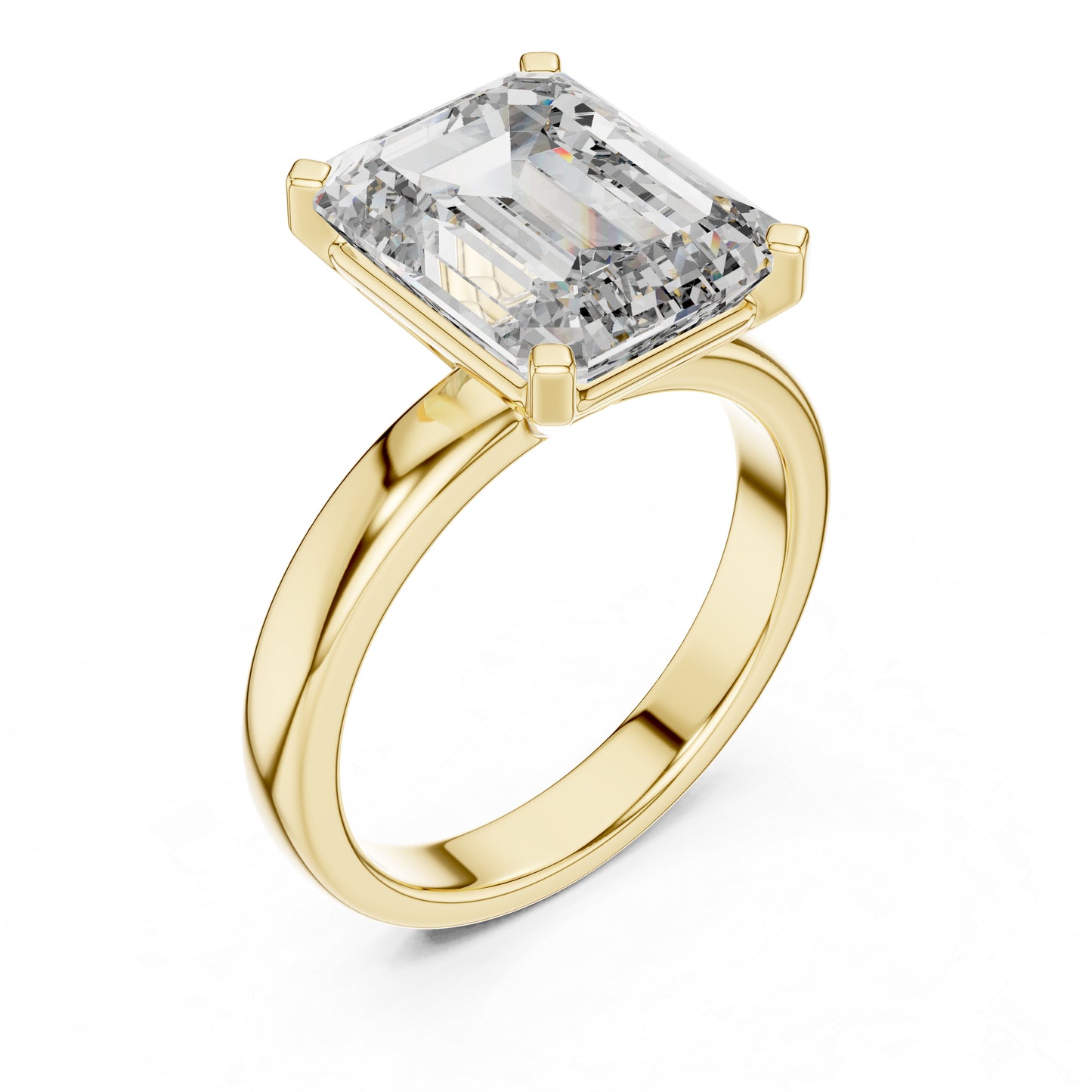 Emerald Lab-Grown Diamond Solitaire Ring in 18K Yellow Gold - Pure Carat