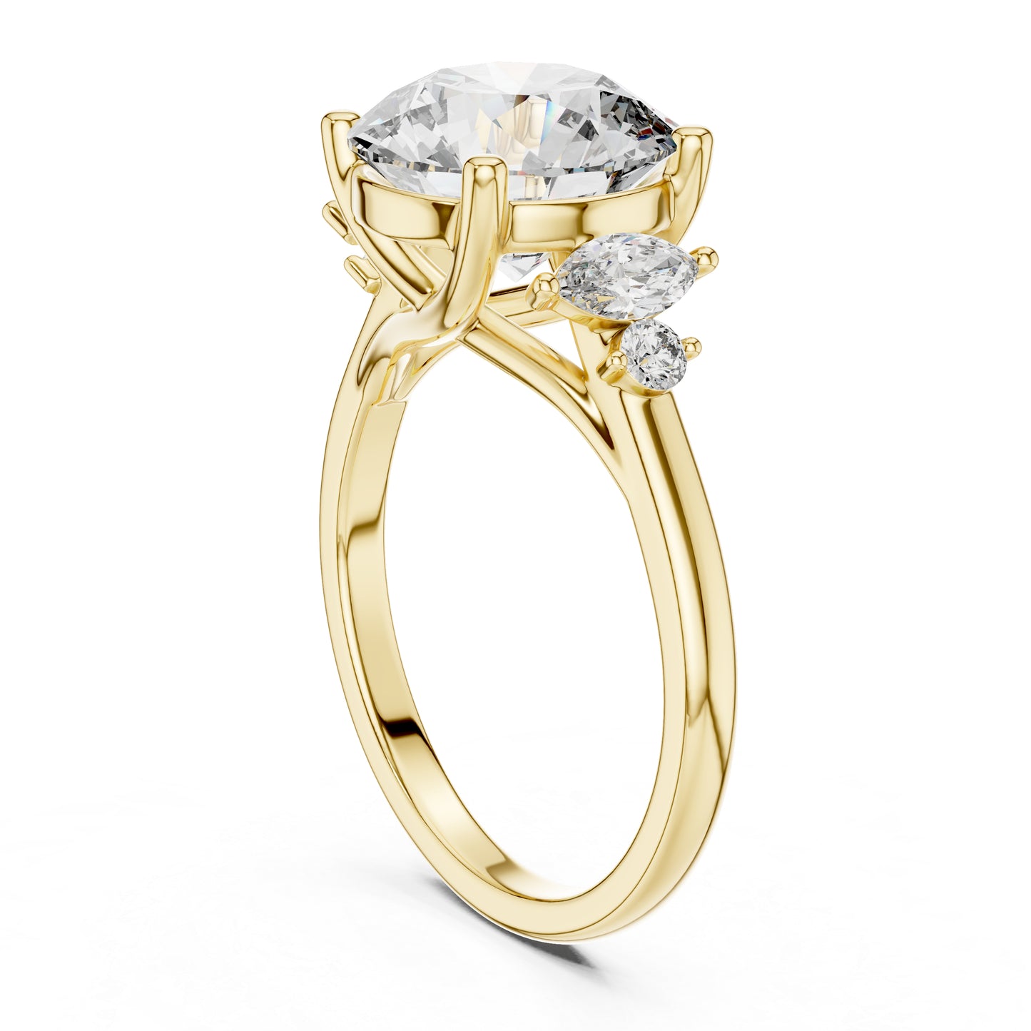 Pure Carat 18K Rose Gold Office Wear Ring with Marquise & Round Lab-Grown Diamonds