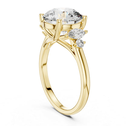 Pure Carat 18K Rose Gold Office Wear Ring with Marquise & Round Lab-Grown Diamonds