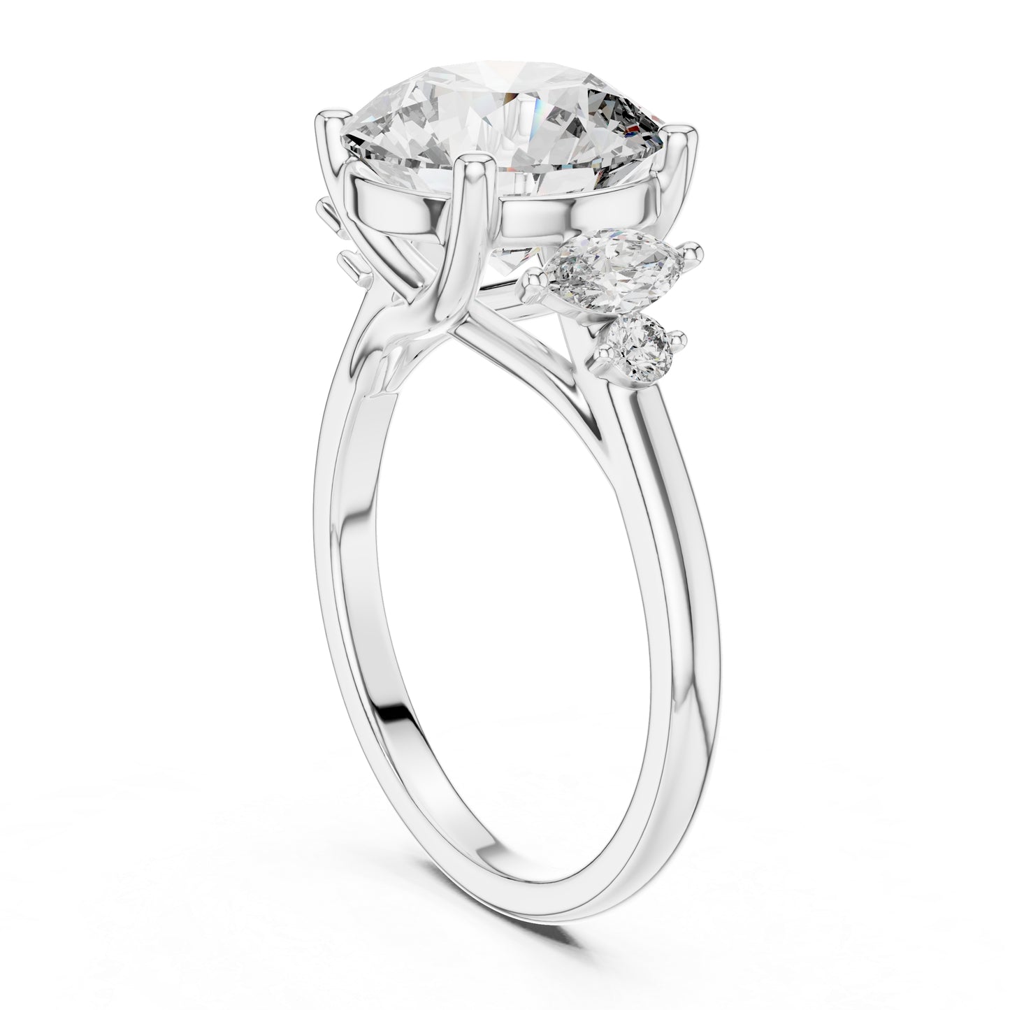 Pure Carat 18K Rose Gold Office Wear Ring with Marquise & Round Lab-Grown Diamonds