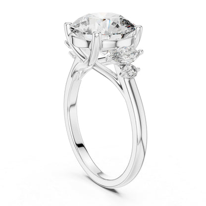 Pure Carat 18K Rose Gold Office Wear Ring with Marquise & Round Lab-Grown Diamonds