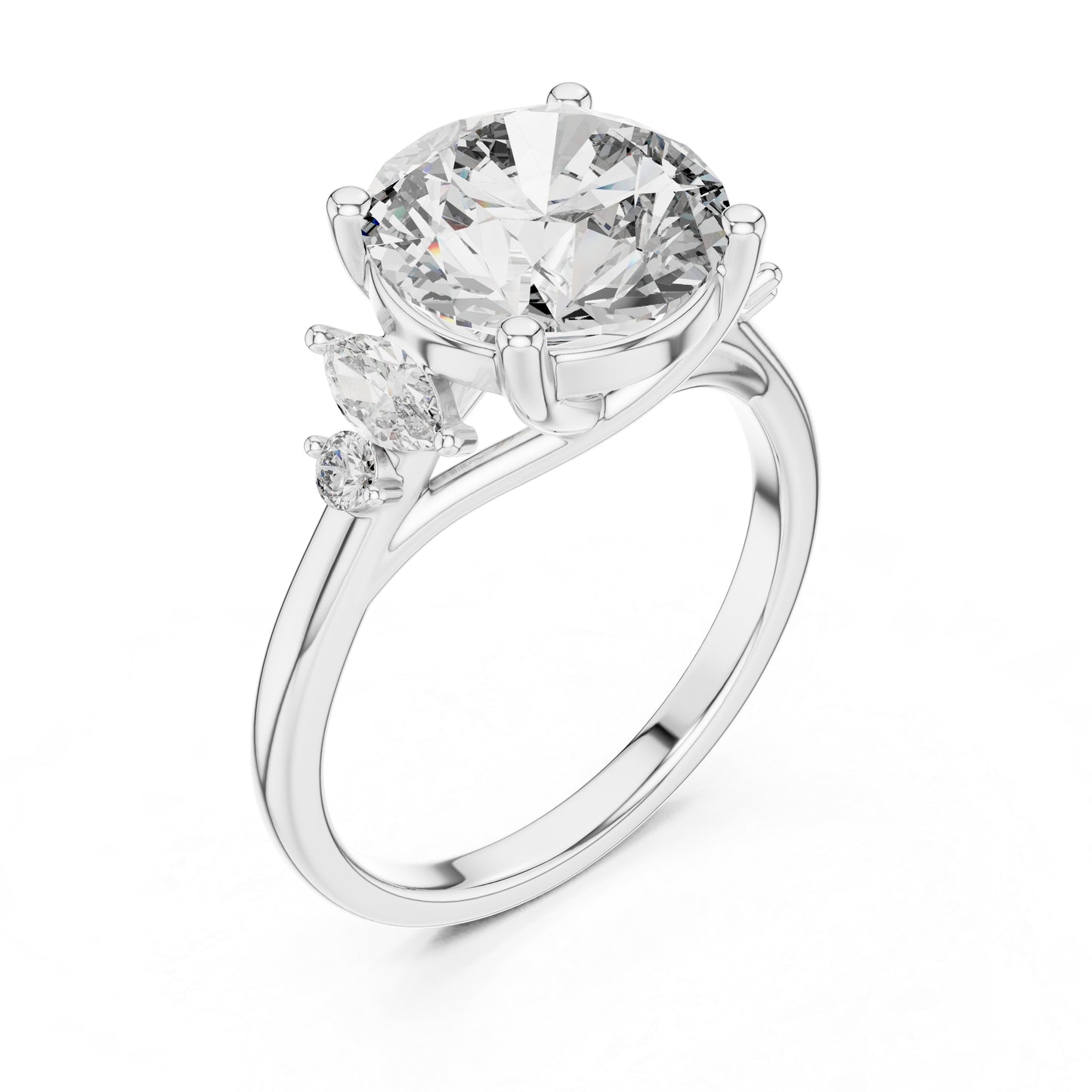 Pure Carat 18K Rose Gold Office Wear Ring with Marquise & Round Lab-Grown Diamonds