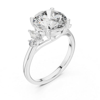 Pure Carat 18K Rose Gold Office Wear Ring with Marquise & Round Lab-Grown Diamonds