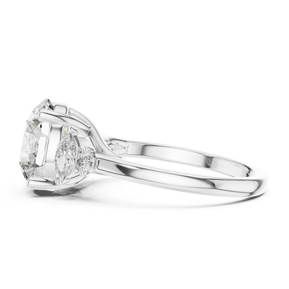 Pure Carat 18K Rose Gold Office Wear Ring with Marquise & Round Lab-Grown Diamonds