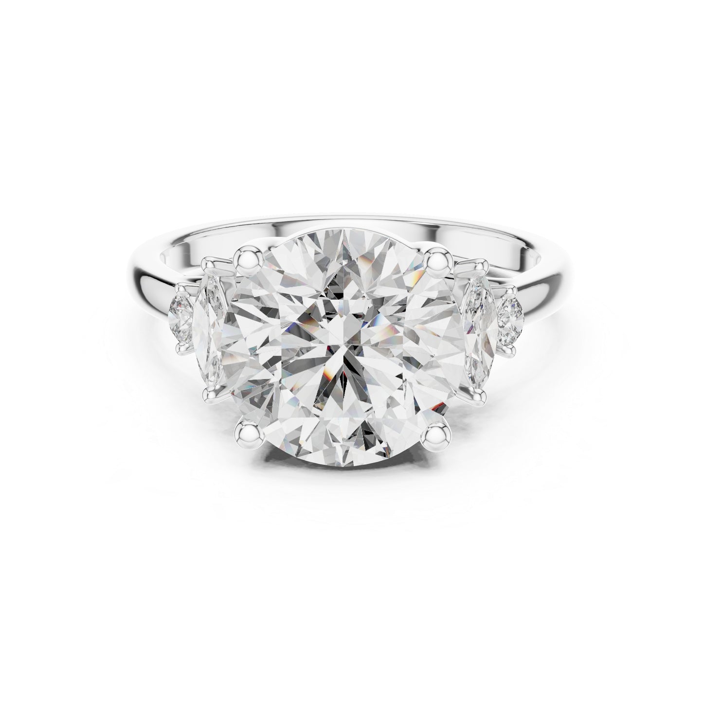 Pure Carat 18K Rose Gold Office Wear Ring with Marquise & Round Lab-Grown Diamonds