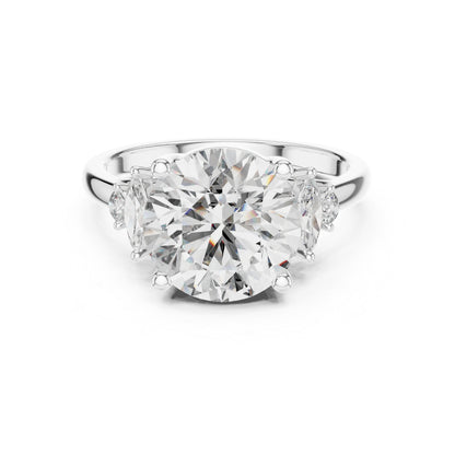 Pure Carat 18K Rose Gold Office Wear Ring with Marquise & Round Lab-Grown Diamonds