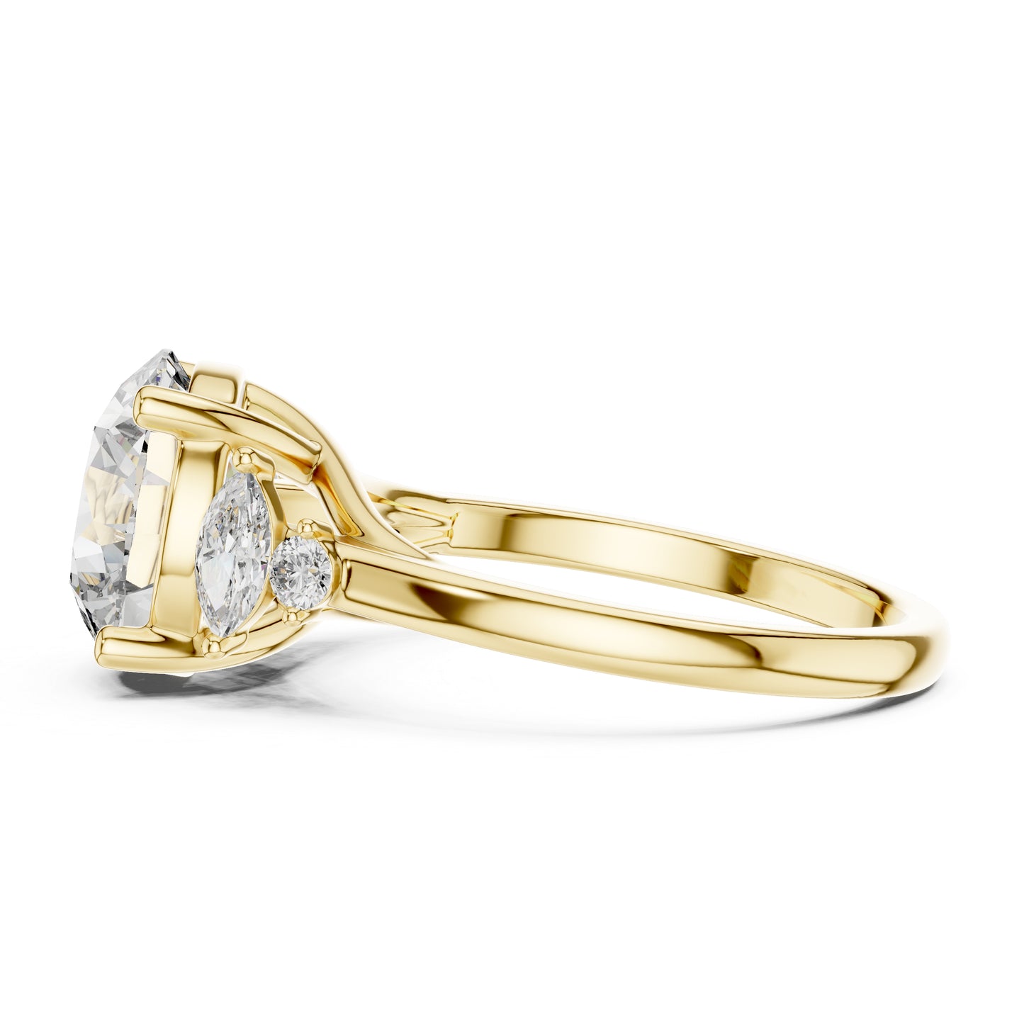 Pure Carat 18K Rose Gold Office Wear Ring with Marquise & Round Lab-Grown Diamonds