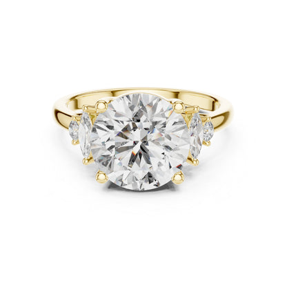 Pure Carat 18K Rose Gold Office Wear Ring with Marquise & Round Lab-Grown Diamonds