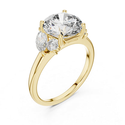 14K Yellow Gold Marquise & Round Lab-Grown Diamond Ring for Women - Pure Carat