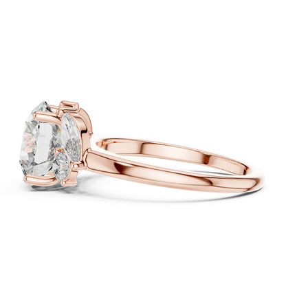 14K Yellow Gold Marquise & Round Lab-Grown Diamond Ring for Women - Pure Carat