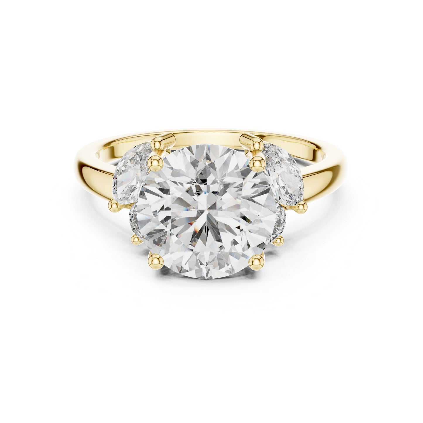 14K Yellow Gold Marquise & Round Lab-Grown Diamond Ring for Women - Pure Carat