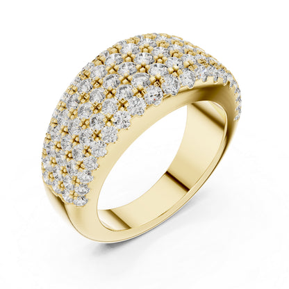 Pure Carat 18K Yellow Gold Round Cut Lab-Grown Diamond Drop Ring for Women – Office Wear