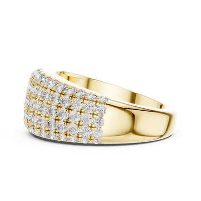 Pure Carat 18K Yellow Gold Round Cut Lab-Grown Diamond Drop Ring for Women – Office Wear