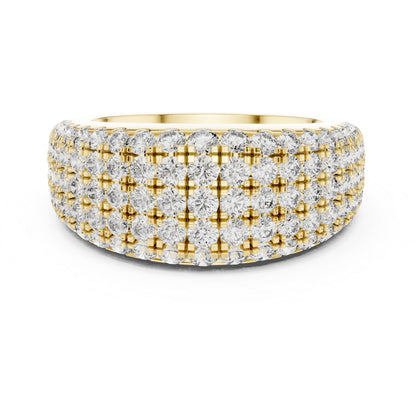 Pure Carat 18K Yellow Gold Round Cut Lab-Grown Diamond Drop Ring for Women – Office Wear