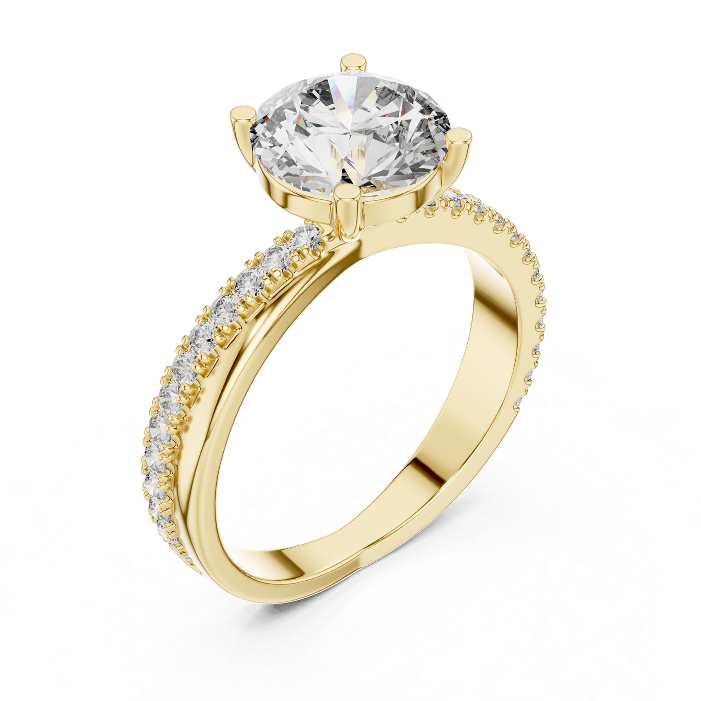 18K Yellow Gold Round Lab-Grown Diamond Ring for Women | Office Wear | Pure Carat