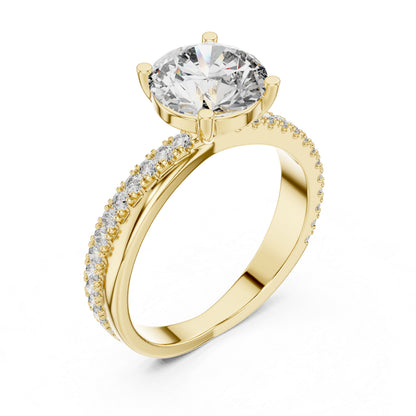 18K Yellow Gold Round Lab-Grown Diamond Ring for Women | Office Wear | Pure Carat