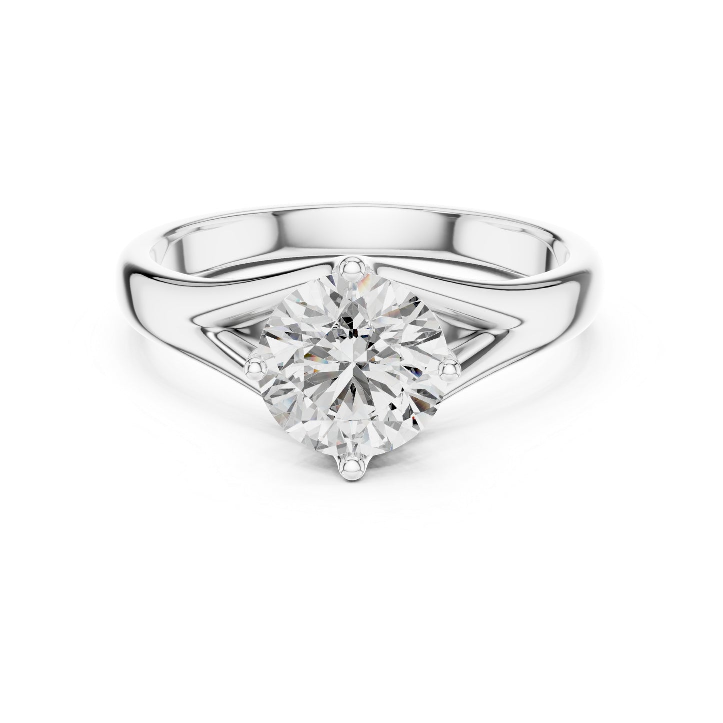 Round Lab-Grown Diamond Ring in 18K White Gold for Women | PureCarat