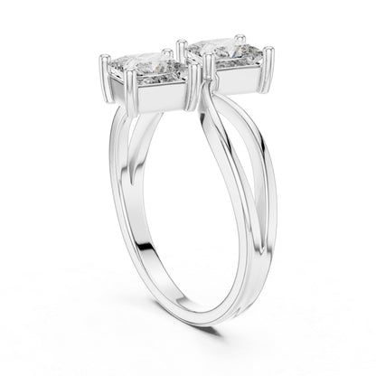 14K White Gold Princess Cut Lab-Grown Diamond Stud Ring for Women | Engagement | Pure Carat