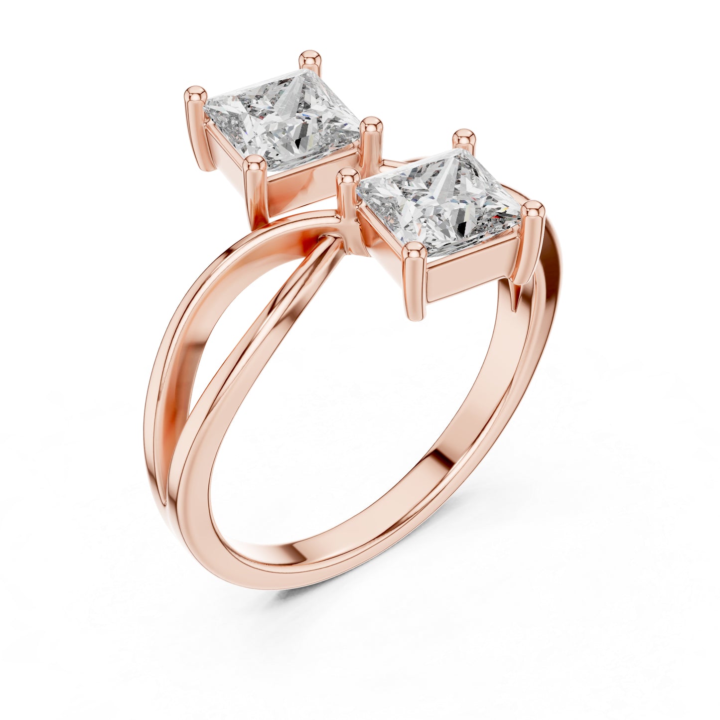 14K White Gold Princess Cut Lab-Grown Diamond Stud Ring for Women | Engagement | Pure Carat