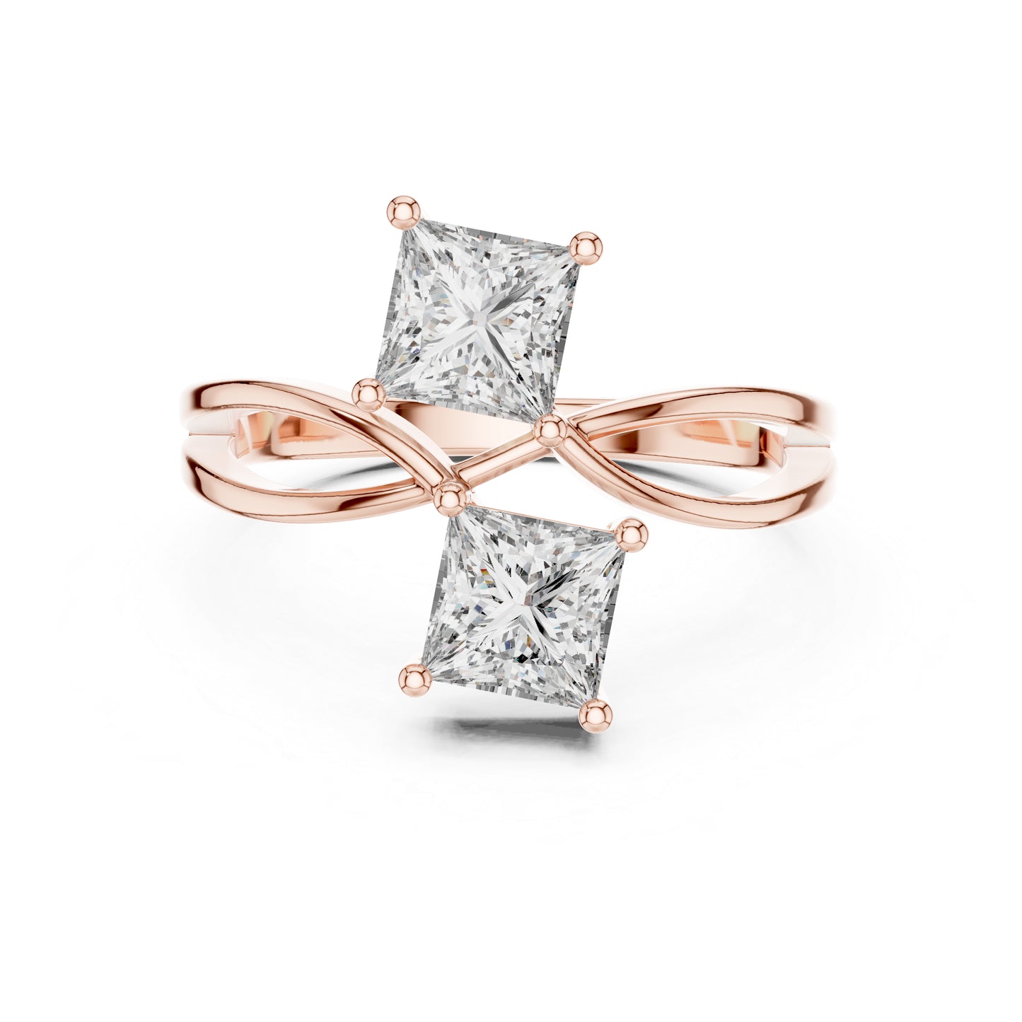 14K White Gold Princess Cut Lab-Grown Diamond Stud Ring for Women | Engagement | Pure Carat