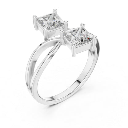 14K White Gold Princess Cut Lab-Grown Diamond Stud Ring for Women | Engagement | Pure Carat