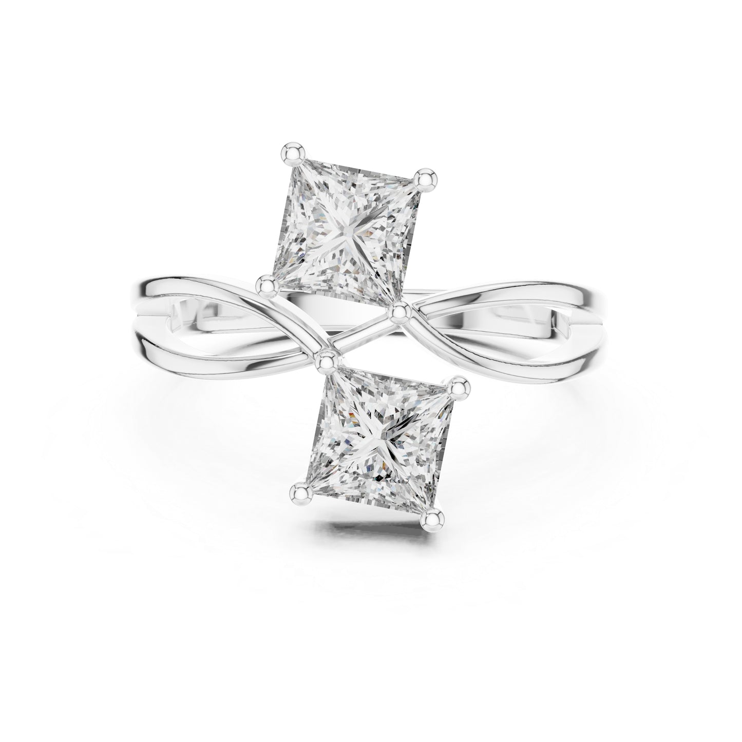 14K White Gold Princess Cut Lab-Grown Diamond Stud Ring for Women | Engagement | Pure Carat